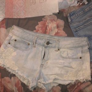 American Eagle crotchet lace denim shorts